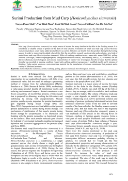 Surimi Production from Mud Carp (Henicorhynchus Siamensis)