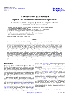 The Galactic WN Stars Revisited Impact of Gaia Distances on Fundamental Stellar Parameters W.-R