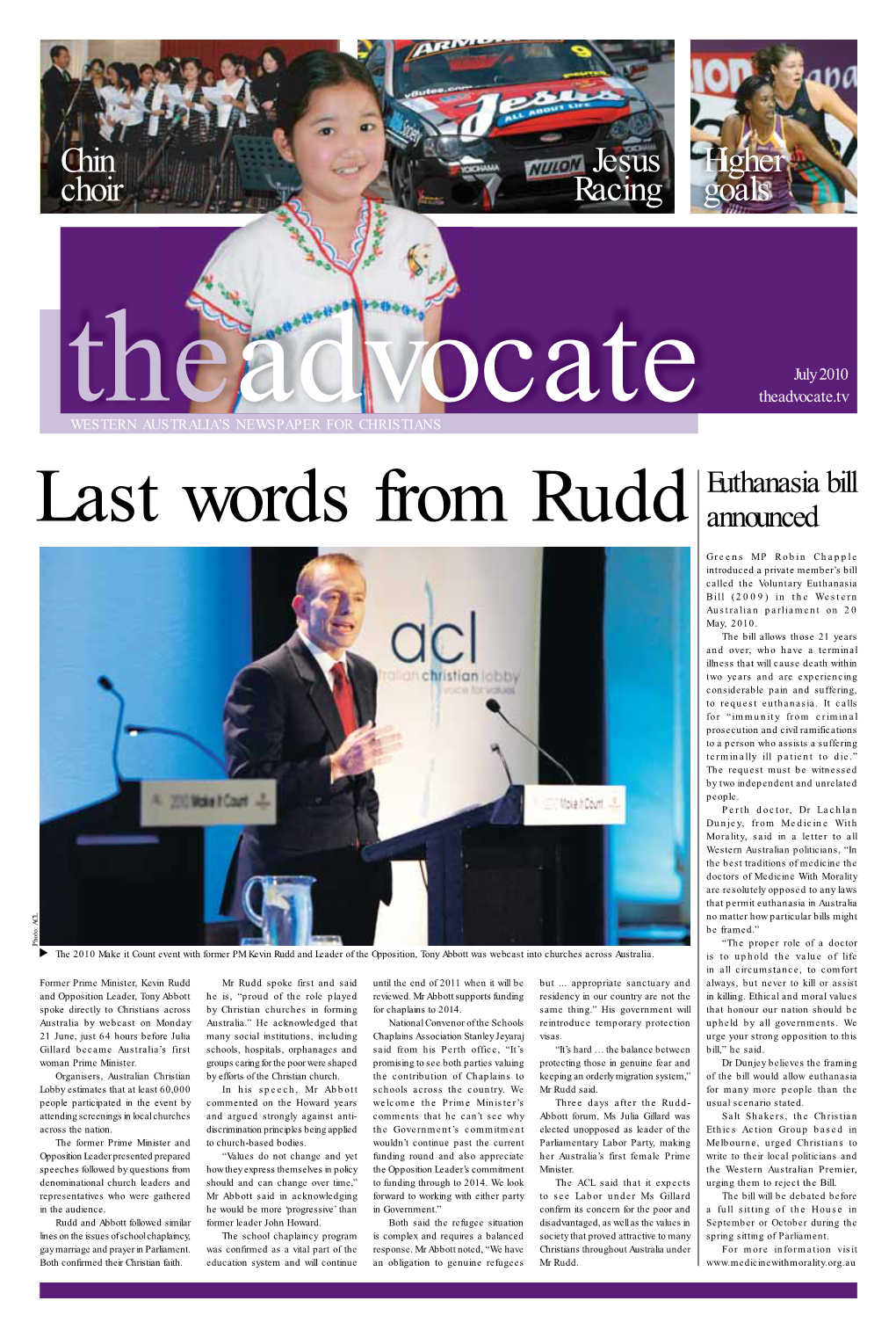 July 2010 Theadvocate Theadvocate.Tv WESTERN AUSTRALIA’S NEWSPAPER for CHRISTIANS