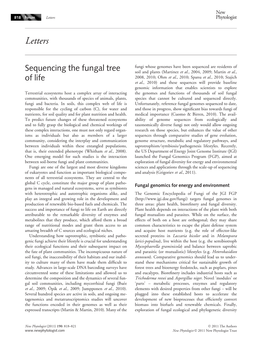 Sequencing the Fungal Tree of Life