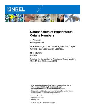 Compendium of Experimental Cetane Numbers J