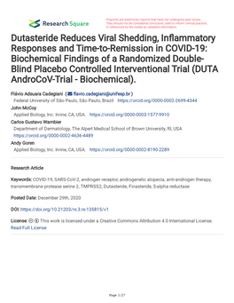 Dutasteride Reduces Viral Shedding, in Ammatory