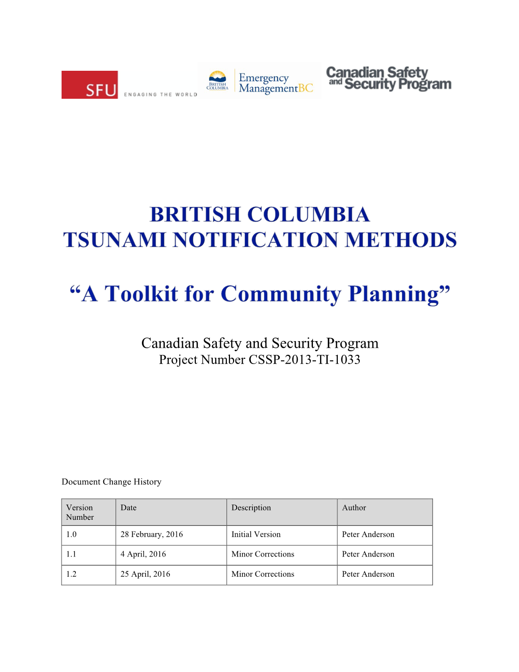 Canadian Safety and Security Program Project Number CSSP-2013-TI-1033