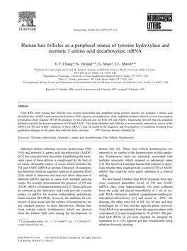 Human Hair Follicles As a Peripheral Source of Tyrosine Hydroxylase and Aromatic L-Amino Acid Decarboxylase Mrna