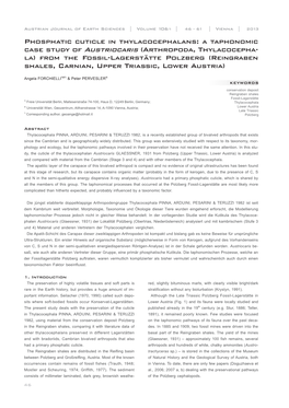 From the Fossil-Lagerstätte Polzberg (Reingraben Shales, Carnian, Upper Triassic, Lower Austria)______