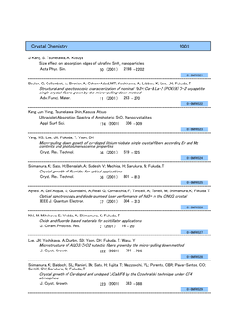 2001 Crystal Chemistry