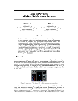 Learn to Play Tetris with Deep Reinforcement Learning