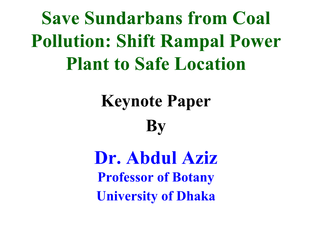 Rampal Effects on Sundarbans and Biodiversity