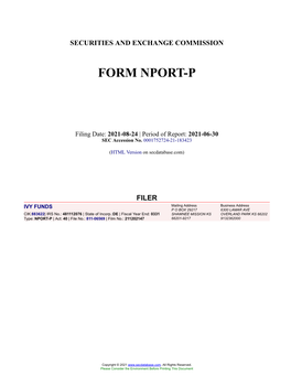 IVY FUNDS Form NPORT-P Filed 2021-08-24