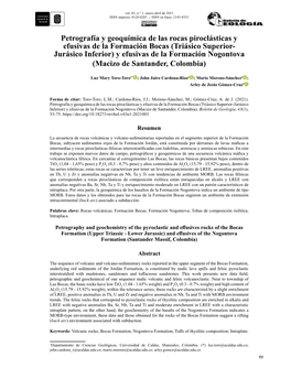 Triásico Superior-Jurásico Inferior) Y Efusivas De La Formación Nogontova (Macizo De Santander, Colombia)