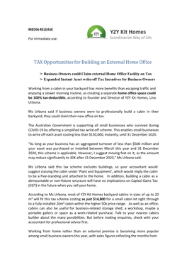 TAX Opportunities for Building an External Home Office