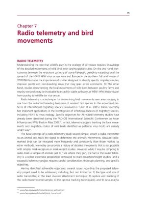 Radio Telemetry and Bird Movements