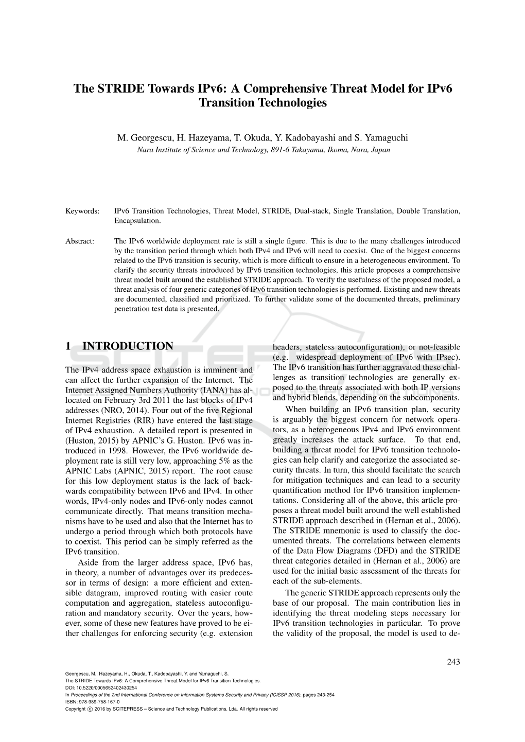 A Comprehensive Threat Model for Ipv6 Transition Technologies