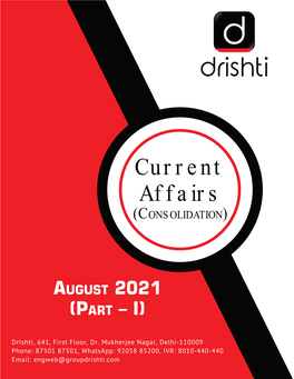 Monthly Current Affairs Consolidation (August 2021) – Part I