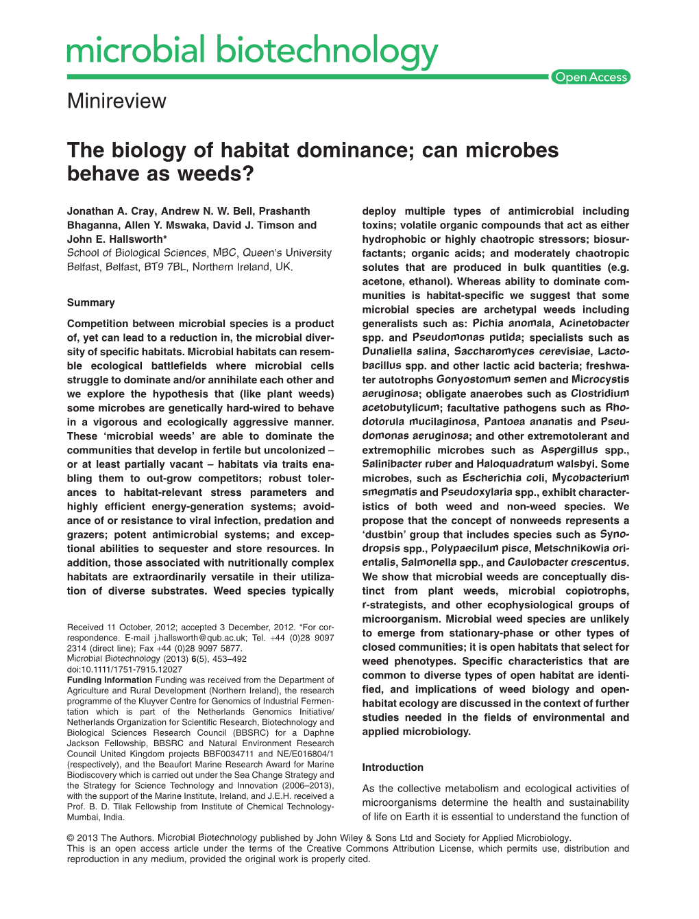 Can Microbes Behave As Weeds?