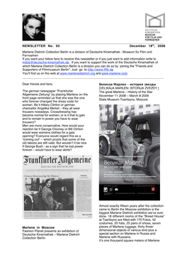 NEWSLETTER No. 93 December 18Th, 2008