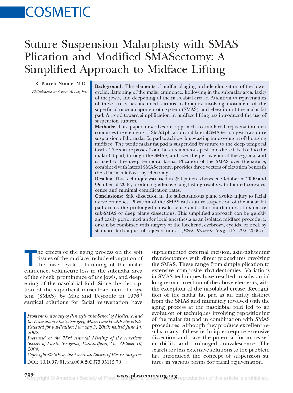 Suture Suspension Malarplasty with SMAS Plication and Modified Smasectomy: a Simplified Approach to Midface Lifting