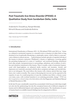 (PTESD): a Qualitative Study from Sundarban Delta, India