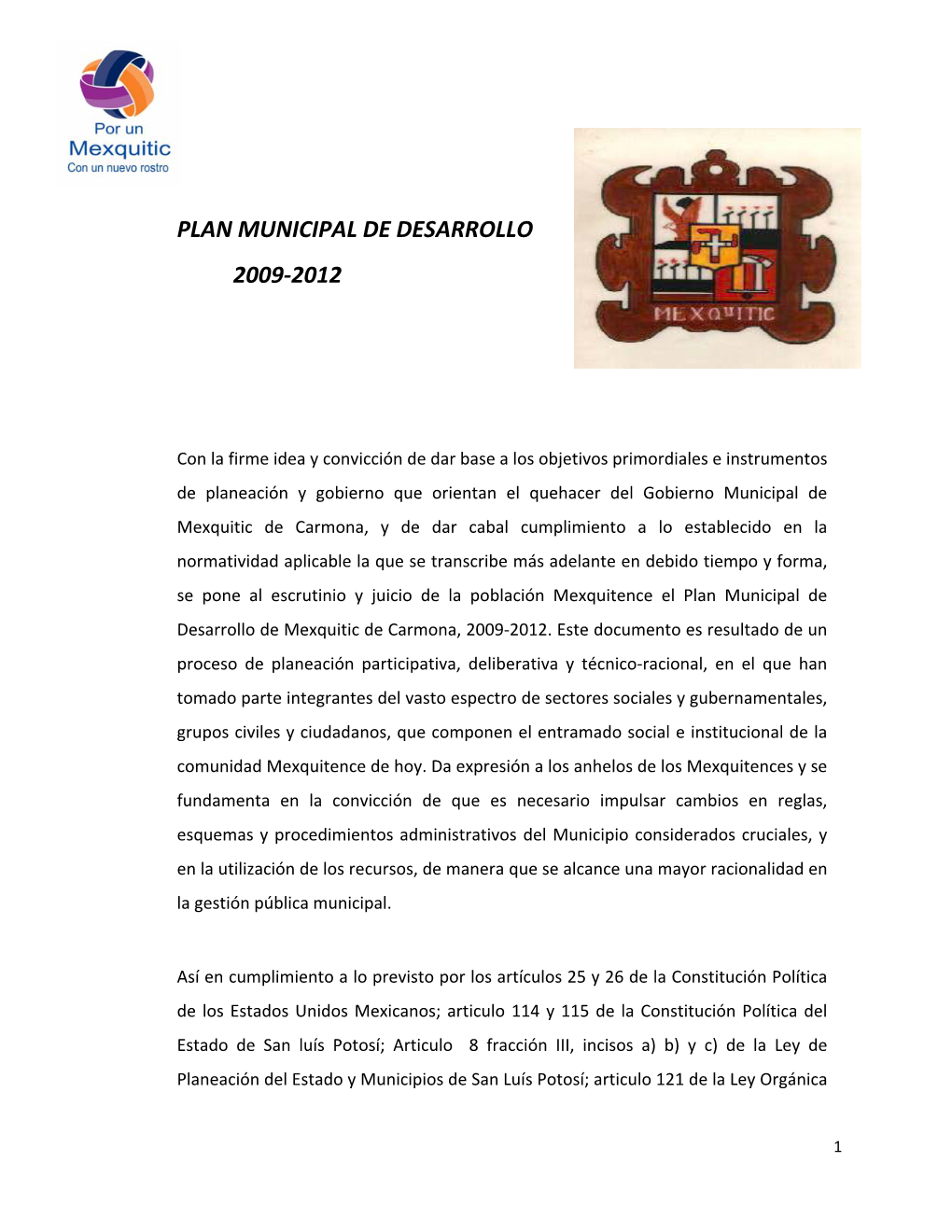 Plan Municipal De Desarrollo 2009-2012