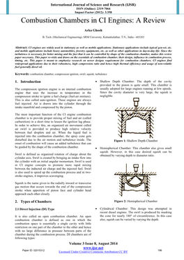 Combustion Chambers in CI Engines: a Review