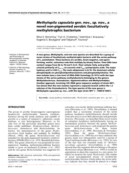Methylopila Capsulata Gen. Nov., Sp. Nov., a Novel Non-Pigmented Aerobic Facultatively Methylotrophic Bacterium