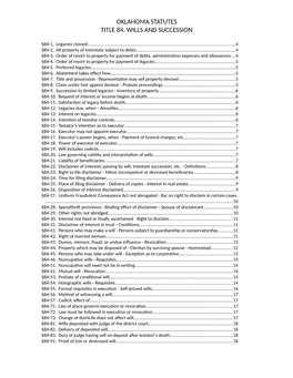 Oklahoma Statutes Title 84. Wills and Succession