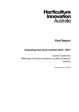 Final Report Evaluating New Citrus Varieties 2013