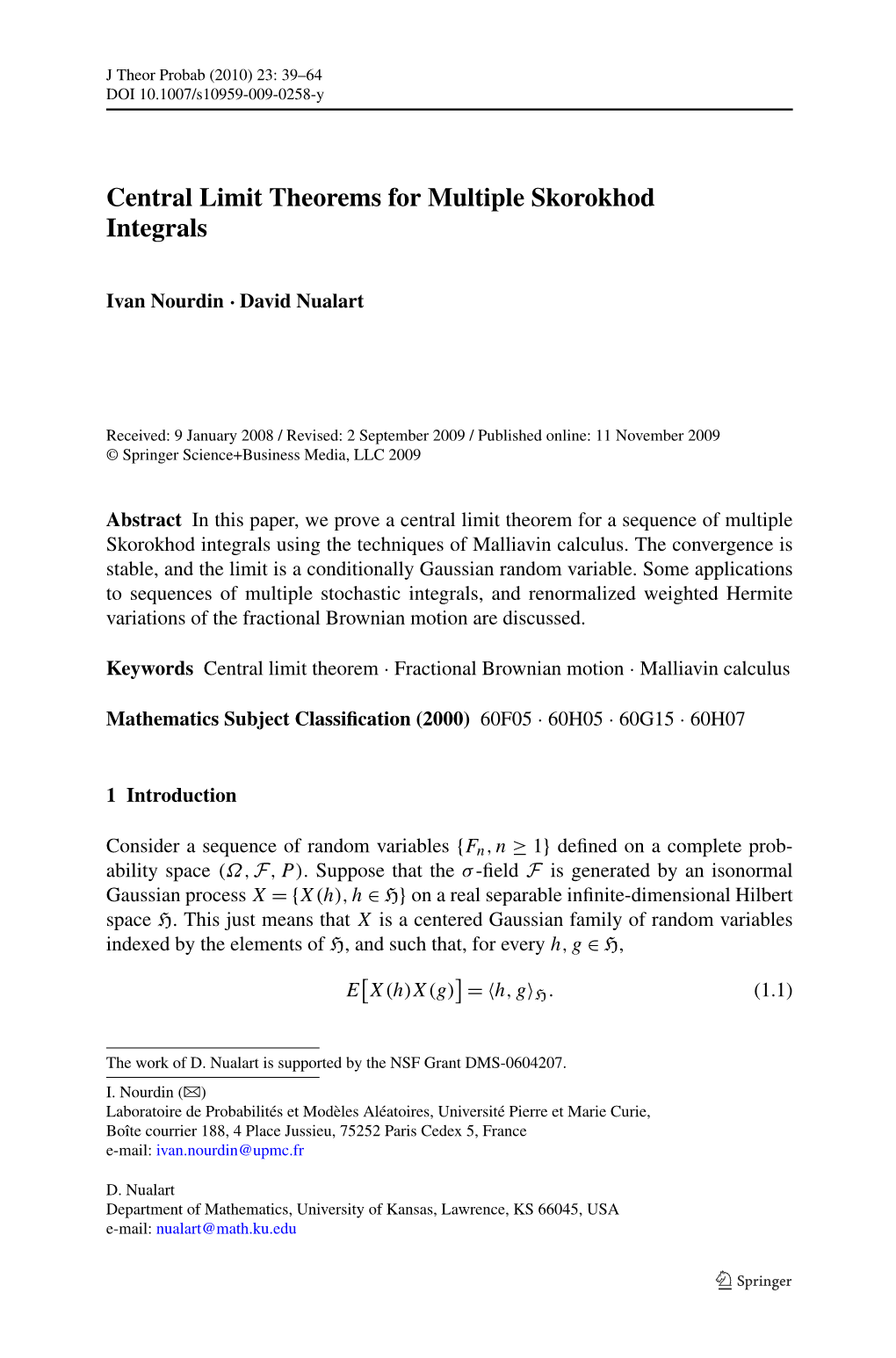 Central Limit Theorems for Multiple Skorokhod Integrals