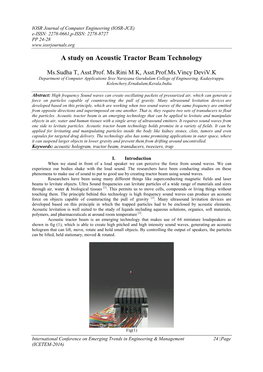 A Study on Acoustic Tractor Beam Technology