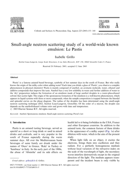 Small-Angle Neutron Scattering Study of a World-Wide Known Emulsion: Le Pastis