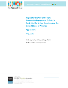 Community Engagement Policies in Australia, the United Kingdom, and the United States of America Appendix C July, 2012