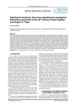 Download PDF Fighting for Anatomy. Overview Regarding Two Prestigious