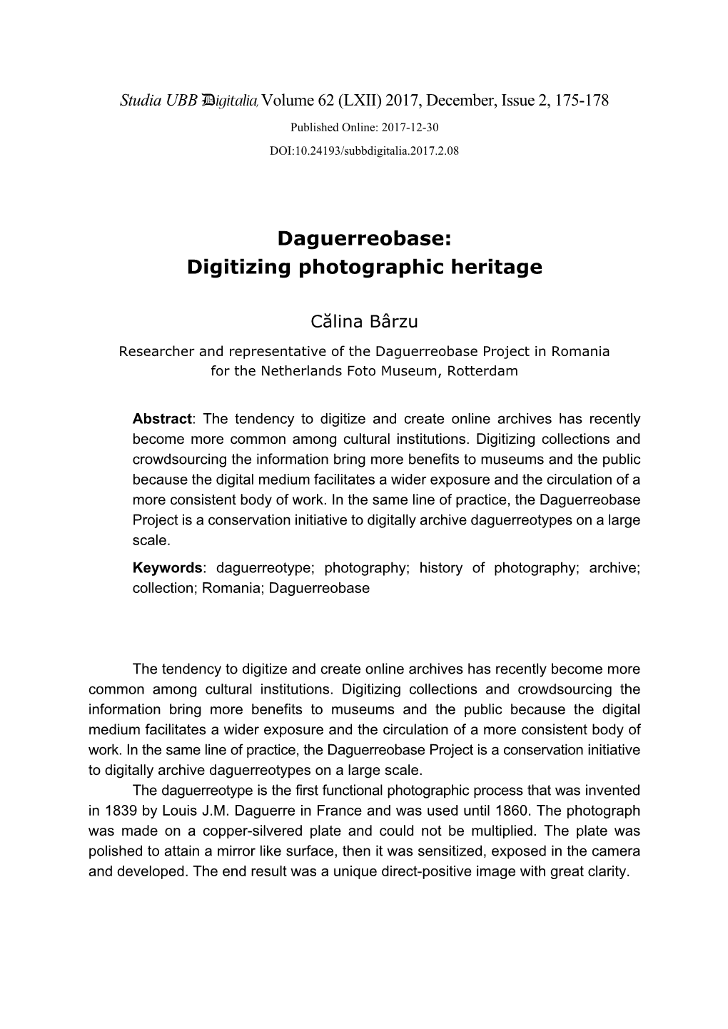 Daguerreobase: Digitizing Photographic Heritage