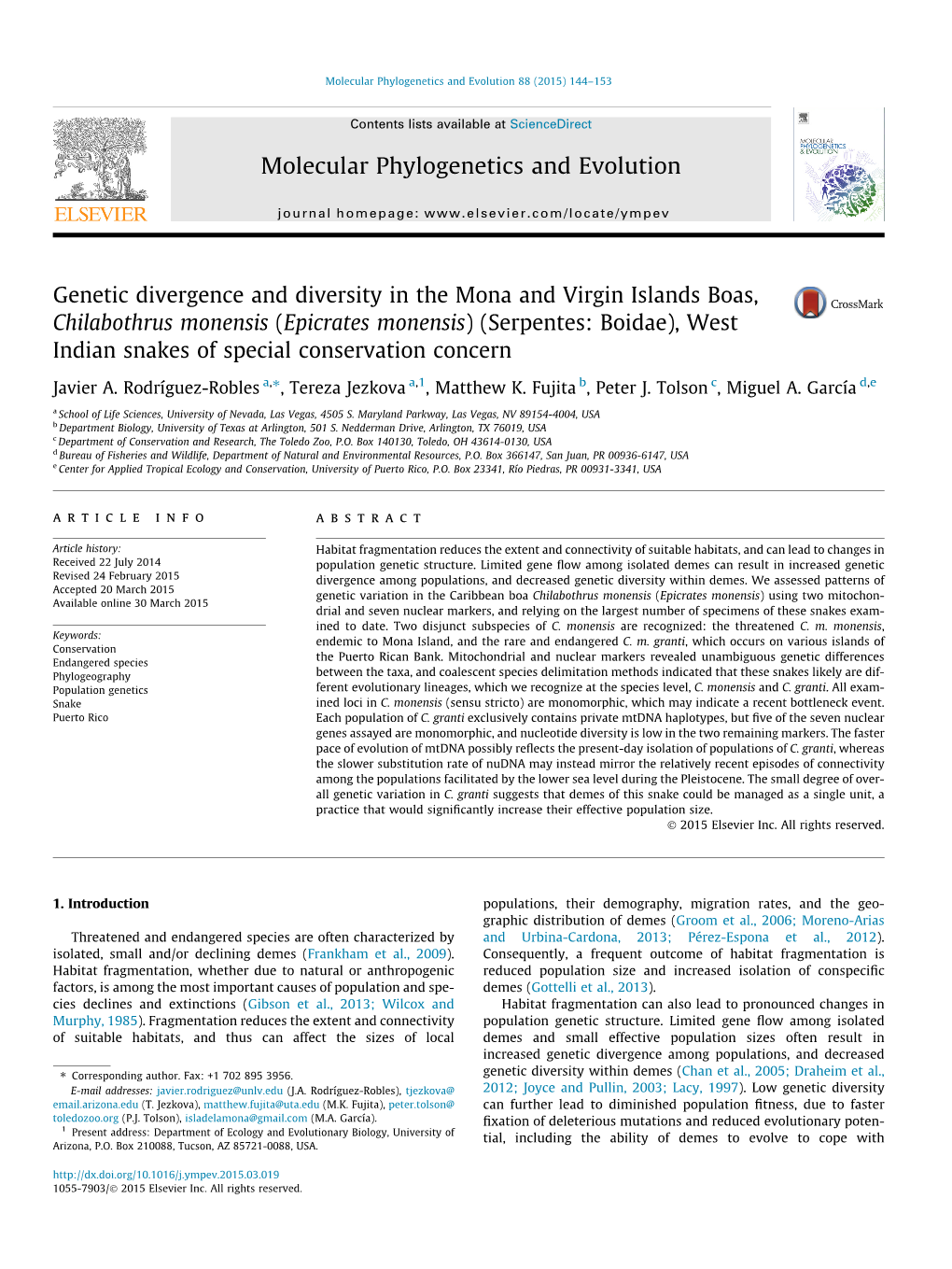 Genetic Divergence and Diversity in the Mona And