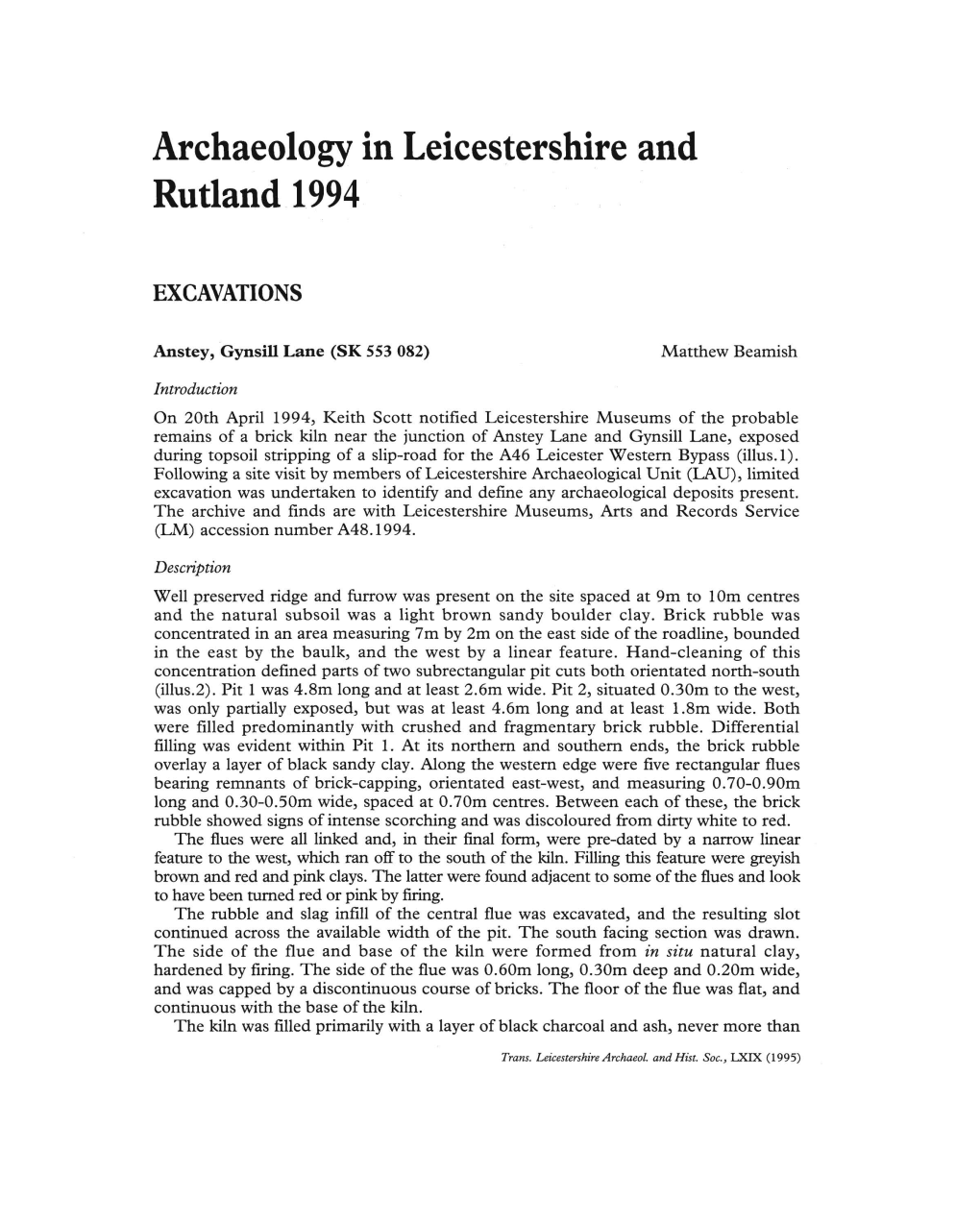 Archaeology in Leicestershire and Rutland 1994