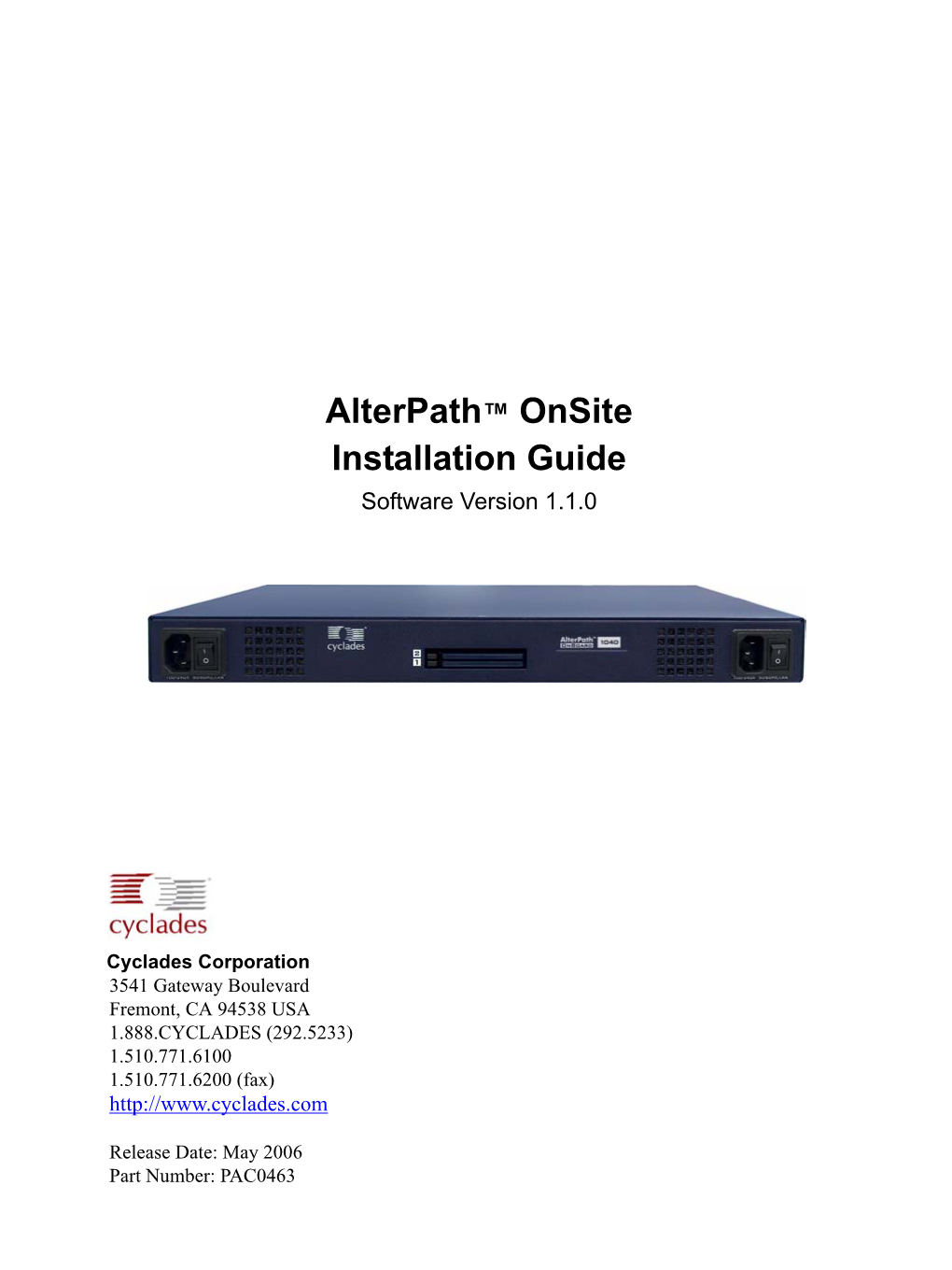 Alterpath™ Onsite Installation Guide Software Version 1.1.0