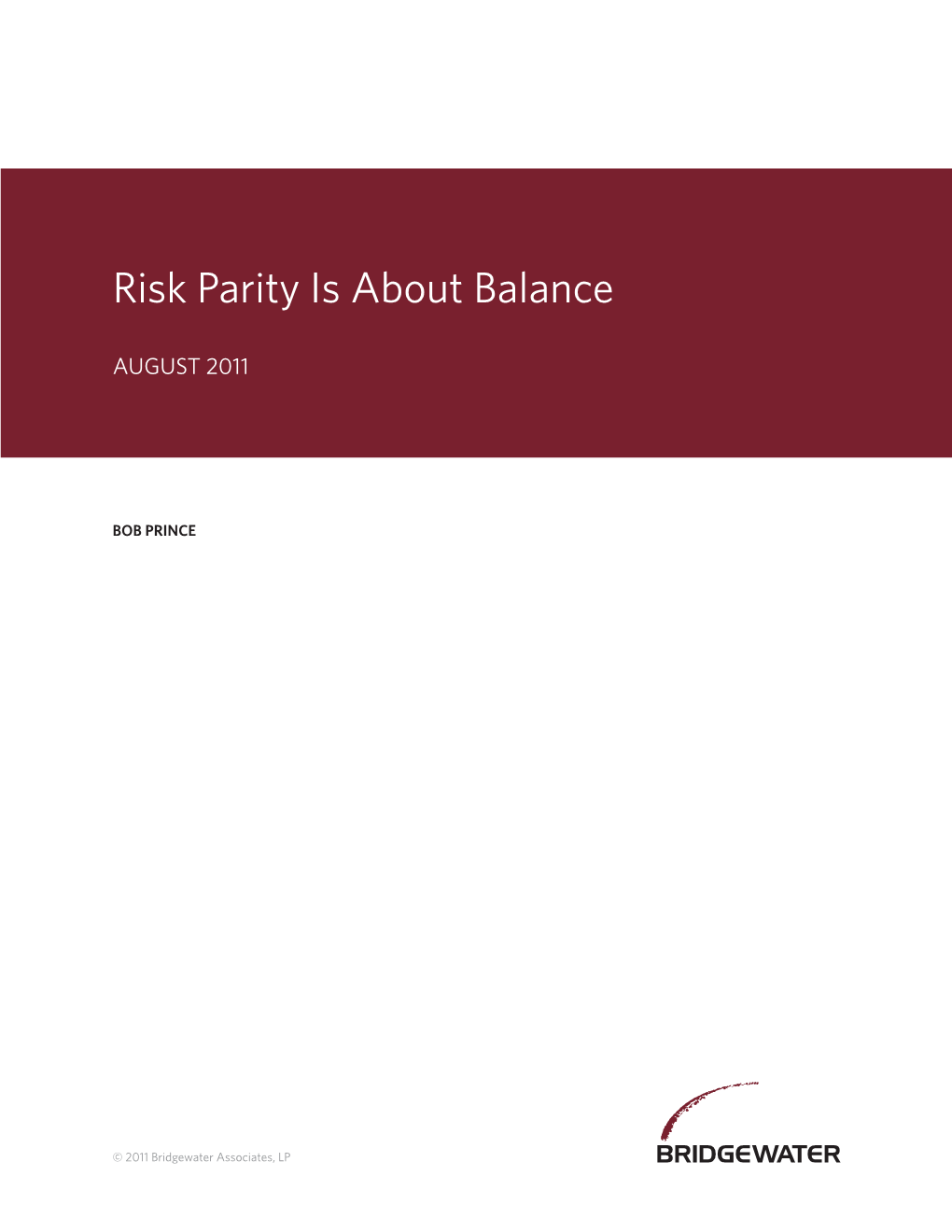 Risk Parity Is About Balance