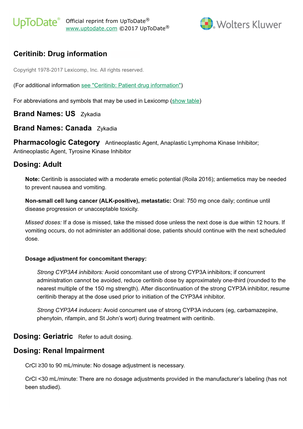 Ceritinib: Drug Information