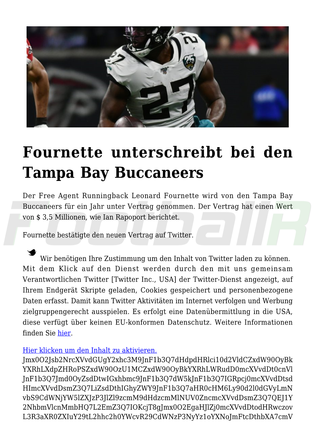 Fournette Unterschreibt Bei Den Tampa Bay Buccaneers