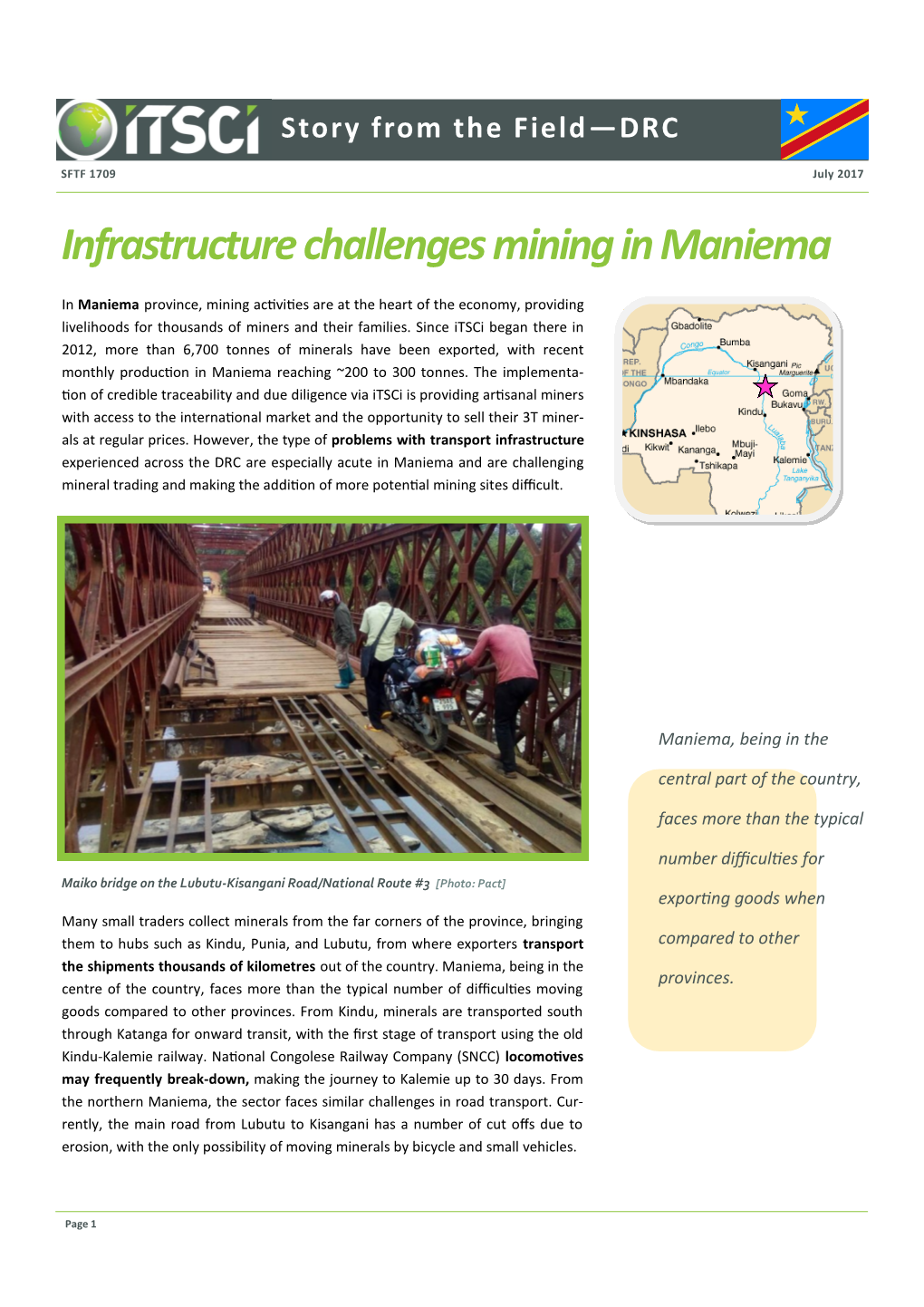 Infrastructure Challenges Mining in Maniema