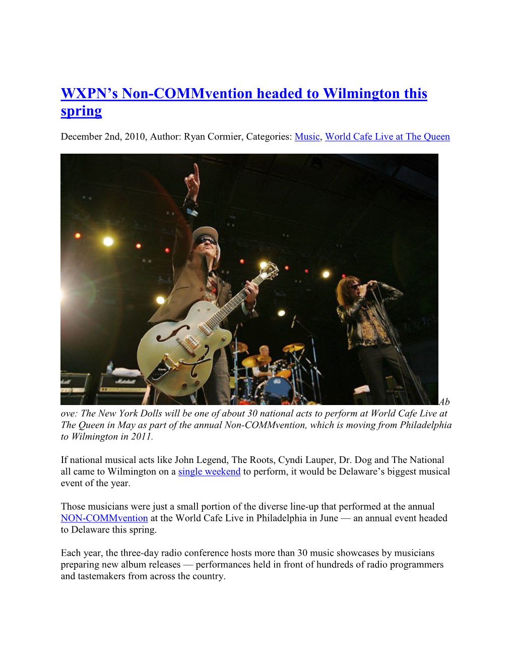 WXPN's Non-Commvention Headed to Wilmington This