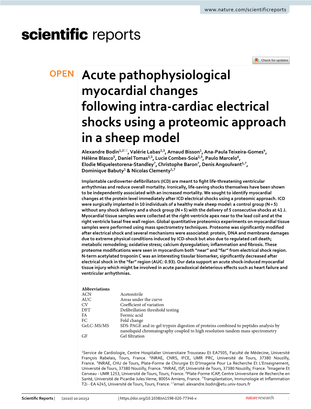 Acute Pathophysiological Myocardial Changes Following Intra-Cardiac