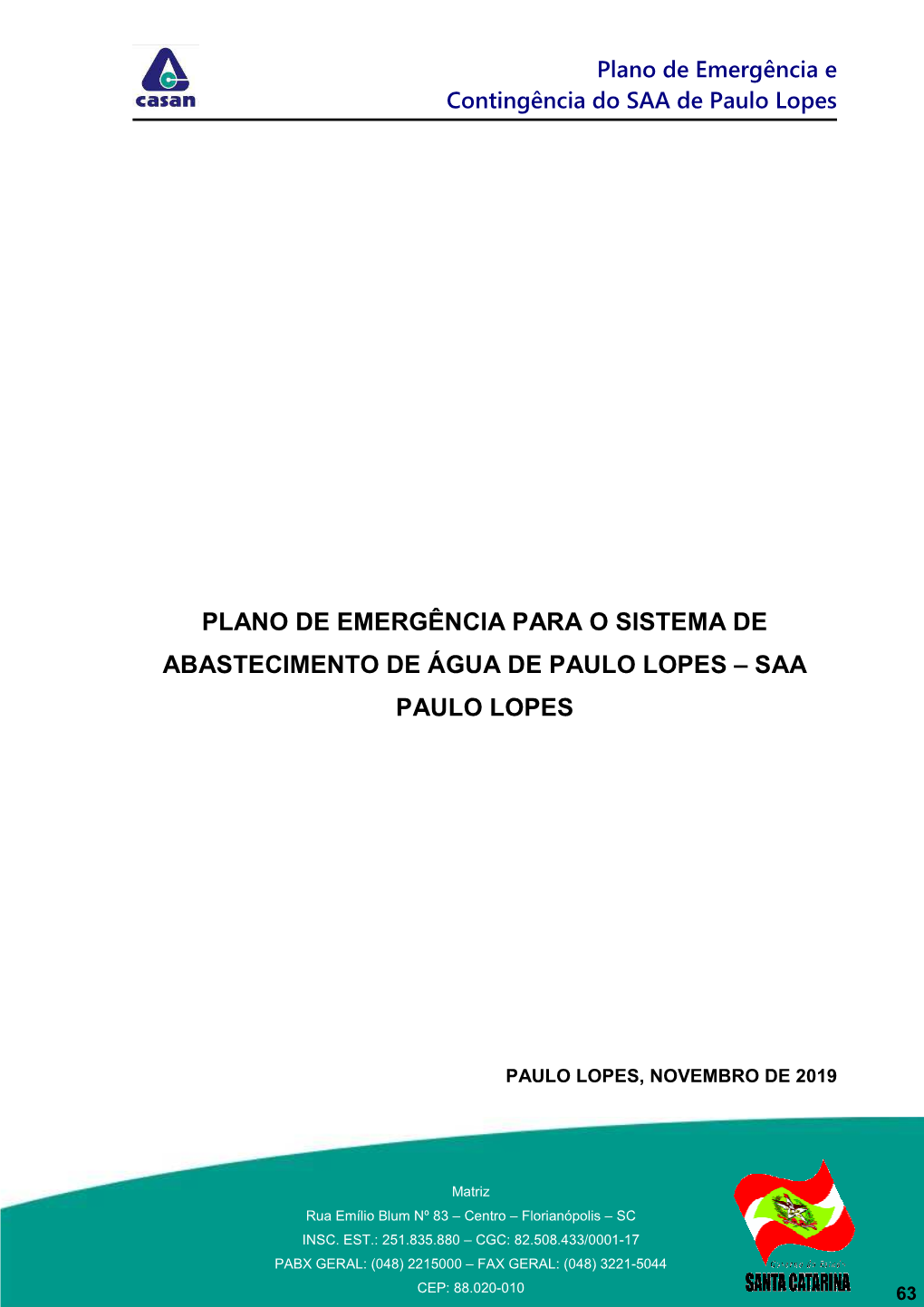 Plano De Emergência E Contingência Do SAA De Paulo Lopes