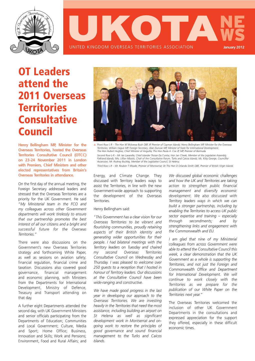 OT Leaders Attend the 2011 Overseas Territories Consultative Council