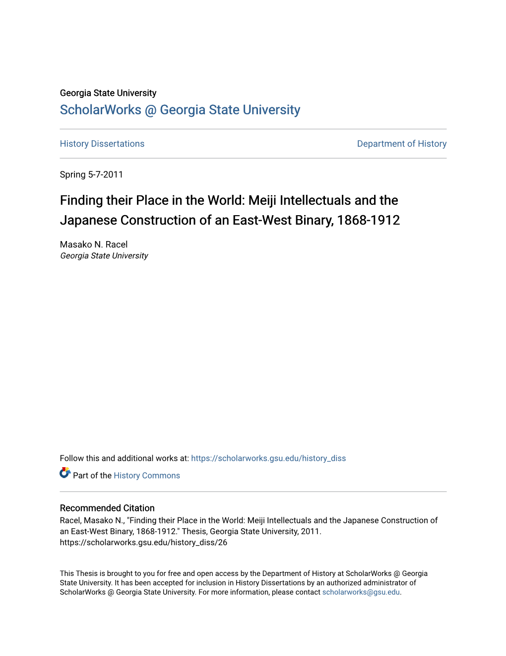 Meiji Intellectuals and the Japanese Construction of an East-West Binary, 1868-1912