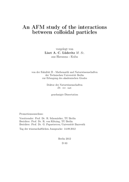 An AFM Study of the Interactions Between Colloidal Particles