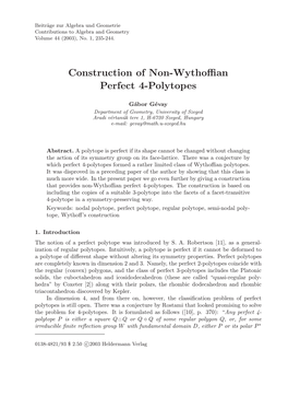 Construction of Non-Wythoffian Perfect 4-Polytopes