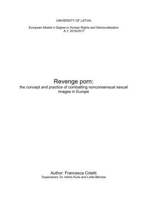 Revenge Porn: the Concept and Practice of Combatting Nonconsensual Sexual Images in Europe