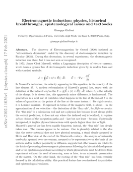 Electromagnetic Induction: Physics, Historical Breakthroughs