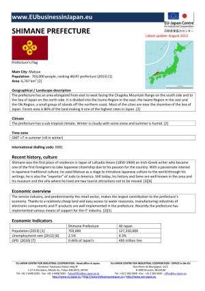 SHIMANE PREFECTURE Latest Update: August 2013
